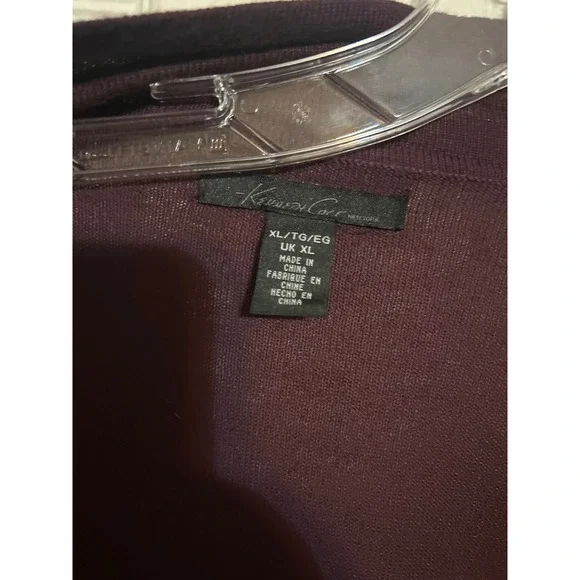 Kenneth Cole New York Womens XL Plum Burgundy Ruffle Tie Waist Cardigan Sweater - Picture 2 of 3